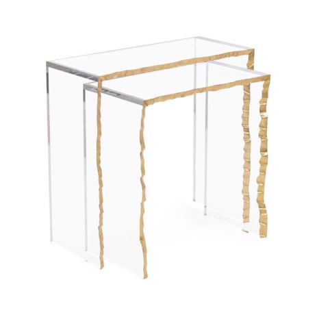 Gold-Leaf Edge Nesting Tables (Set of Two)